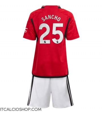 Manchester United Jadon Sancho #25 Prima Maglia Bambino 2023-24 Manica Corta (+ Pantaloni corti)